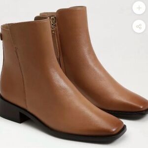 Thatcher Womens Leather Square Toe Ankle Boots